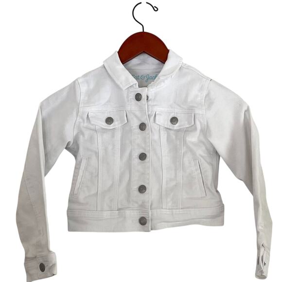 Cat & Jack Girl's Cotton Blend White Denim/Jean Jacket Snap Button Closure, 6 - Picture 1 of 12